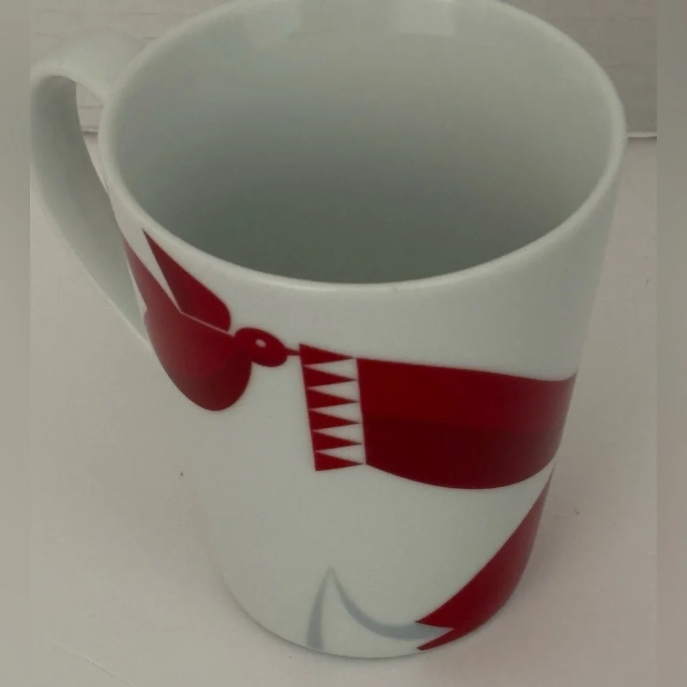 Starbucks Coffee 2012 CHRISTMAS Red/ White FOX & BIRD Coffee Cup Mug 12oz